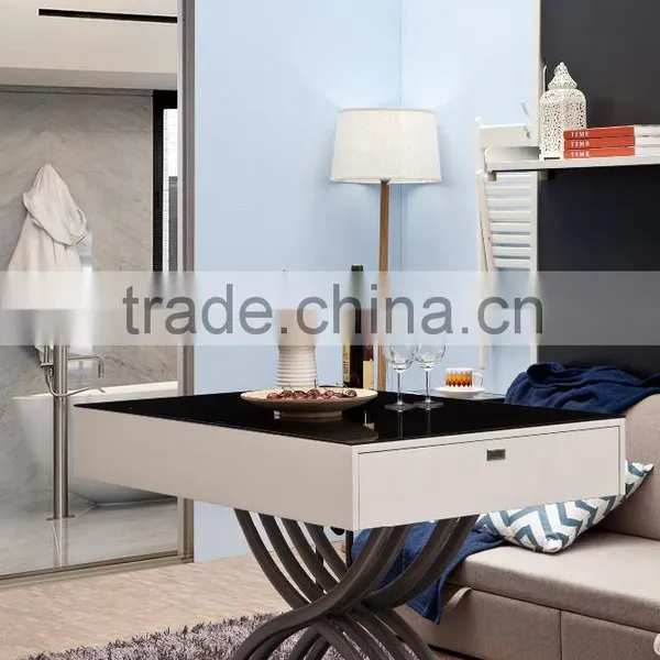 Multifunction Lift Coffee Table Adjustable Tea Table Design Expandable Tempered Glass Folding Dining Tables photo-4