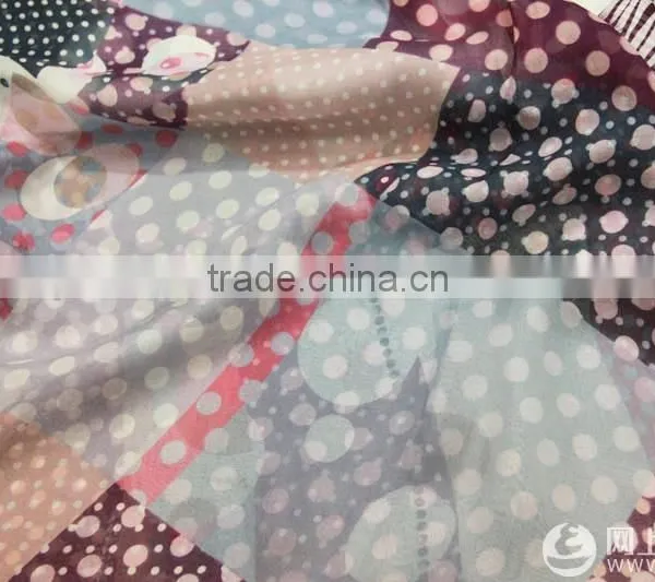 Printed Silk Chiffon Fabric for Garment,dress, Scarf