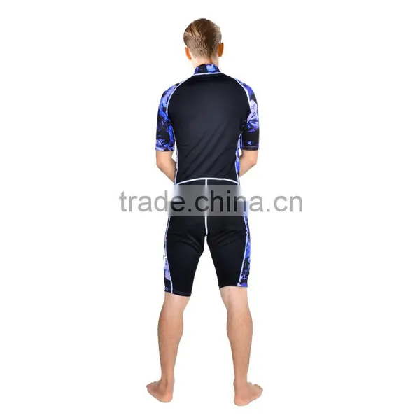 Fashion Printing Short Seleeves Swimwear Couple Polyester Rush Guard photo-3
