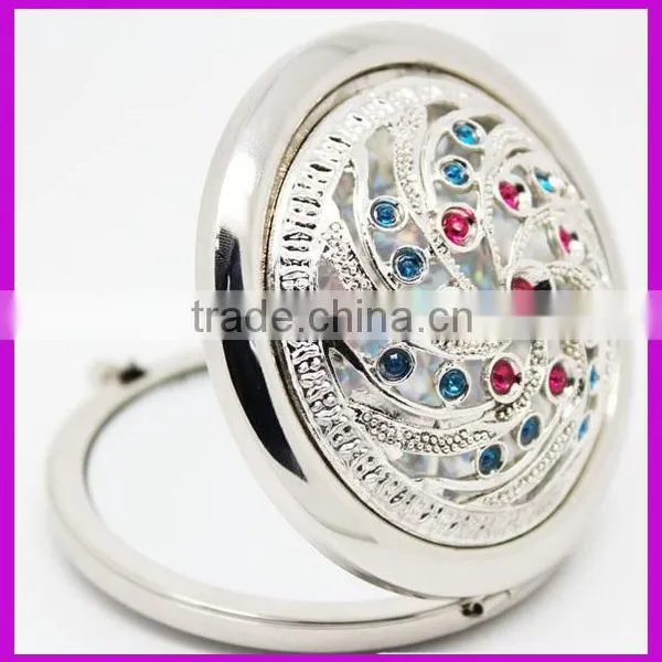 Factory Customized Rhinestone Crystal Bling Compact Mirror photo-3