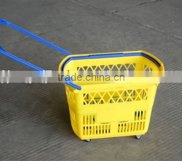 Logo Printing Shopping Basket With Wheels
