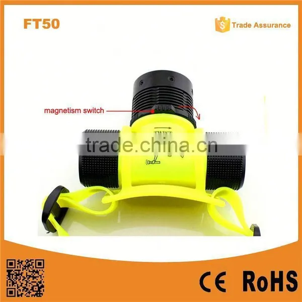 FT50 IPX8 Waterproof Plastic underwater diving led equipment Professional diving light