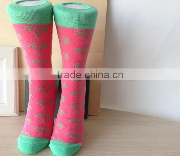 2014 Korean Fashion Hot Teen Girls Pink Leaves Knitting Tube Sock Hosiery photo-2