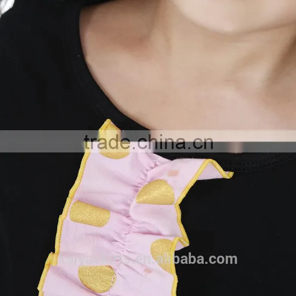 2016 Fall Long Sleeve Couple Black T-shirt and Dotted Pant Kids Clothing photo-4