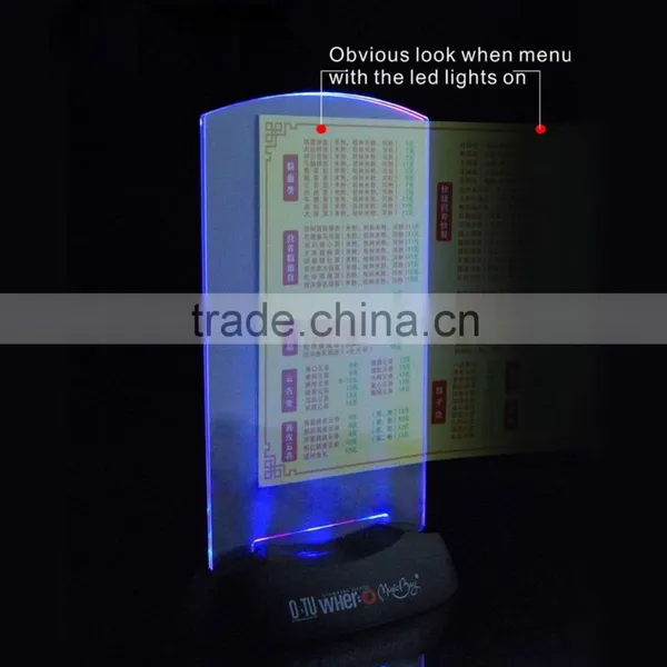 Plastic Acrylic Led Light Flashing Table Tent Card Holder ,Flashing Shining Display Holder For Wine Bar Party photo-4