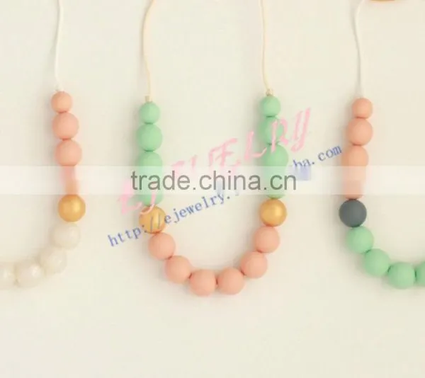 Multicolor Round Teething Beads Necklace Factory Wholesale Teething Baby Necklace Breakaway Claspsstatement Necklace TN060