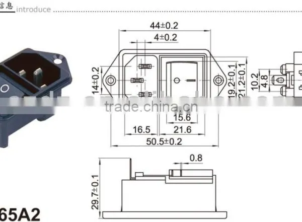 Wall Power Socket With Fuse Holder,DC Jack and Plug Manufacturer With RCA Male Connector photo-6