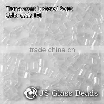 High Quality Fashion JS Glass Seed Beads - 101# Lustered Transparent 2-CUT Beads For Garment & Jewelry