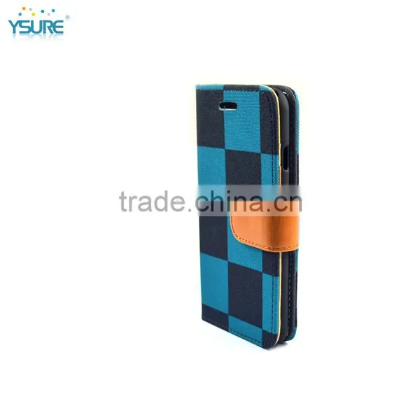 2015 New Design Special Grid Pattern Denim Leather Case For Wiko Darkfull With Card Slots and PVC ID Slot photo-4