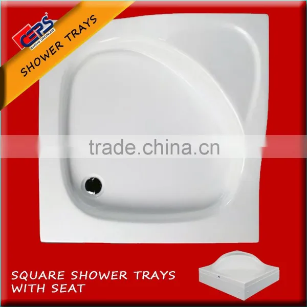 Square SHOWER TRAYS With Seat from Turkey 90x90x20h white trays 100x100x20h