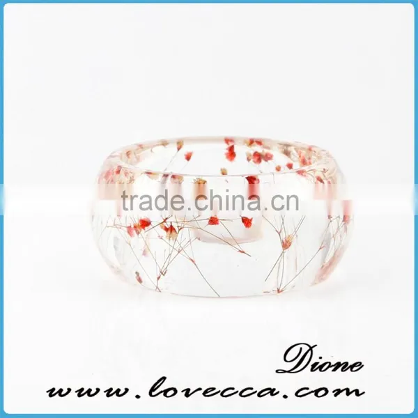 Very Beautiful Green Flowers Resin Bracelet /Dired Flower Resin Bangle photo-4
