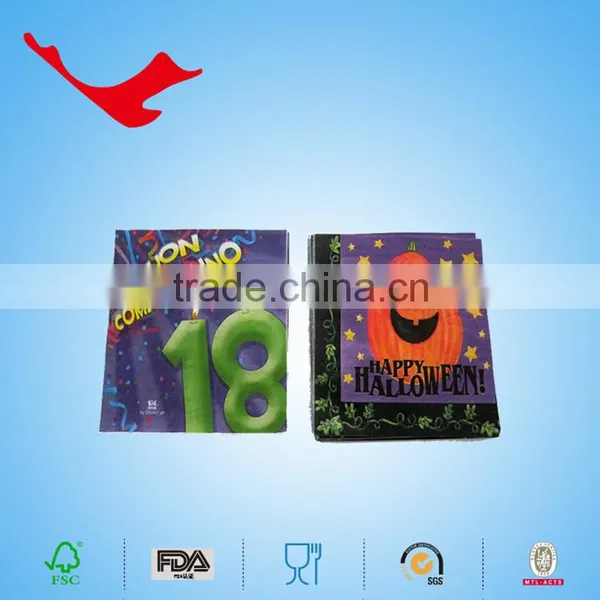 25*25cm,1/4 Folded Halloween Printed Tissue Paper Dinner Napkin,party Supplies Paper Towel photo-5