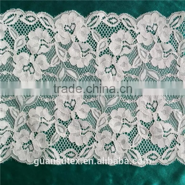 Hot Sale Jacquard White Cotton/Nylon Stretch Elastic Lace Trim, Lace Trimming For Underwear/Lingeria photo-2