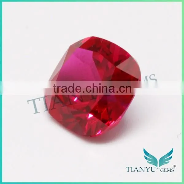 Gemstones Wholesale China 10x10mm 5# Square Cushion Shape Synthetic Ruby Gemstone photo-2