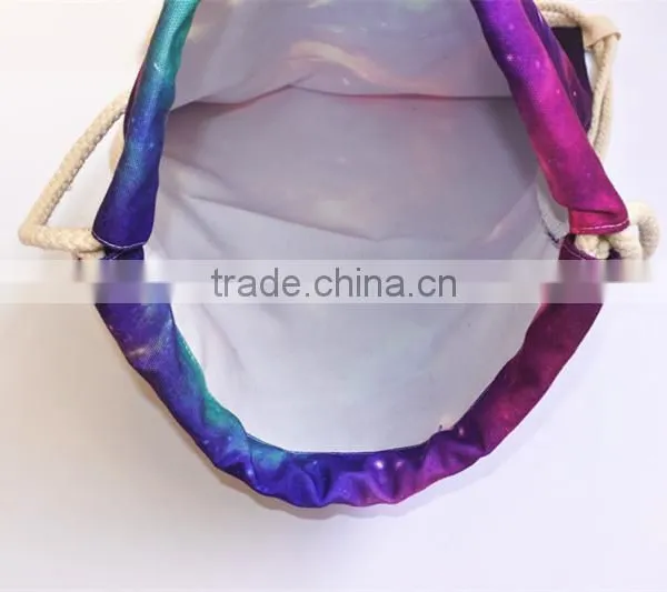 Promotional Canvas Pattern Printing Drawstring Backpack Bag photo-2