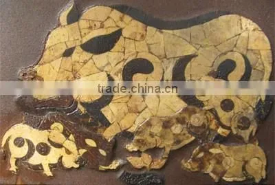Pigs Painting Pricture by Coconut shell, 100% high quality from vietnam handicraft
