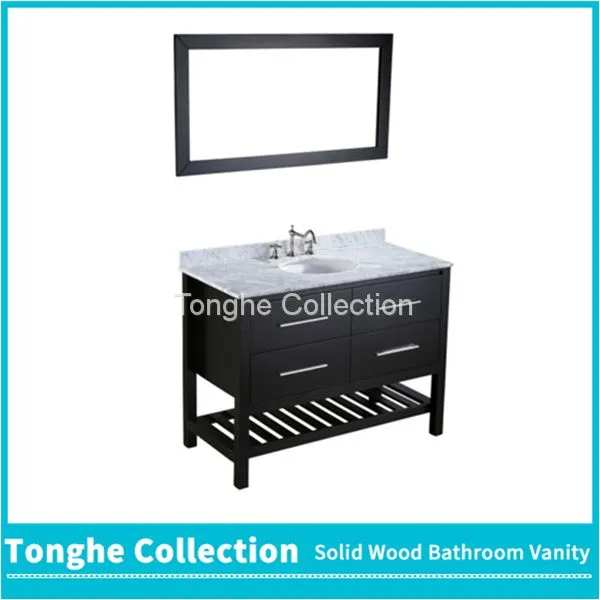 Modern Hotel Bathroom Cabinetry Vanity Open Bottom Plenty Storage photo-2