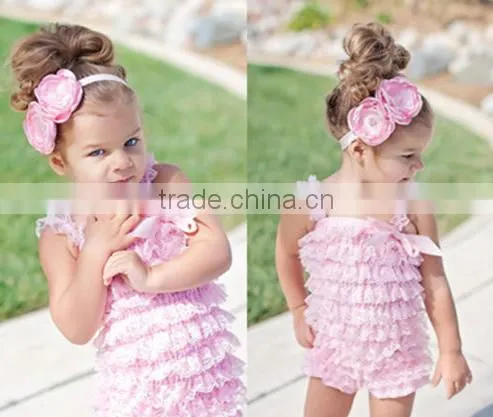 Fashion Baby Girls Lace Posh Petti Ruffle Rompers Clothes With Strap 0-3Y