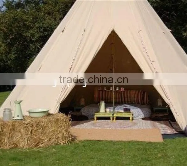 Beige Color Cotton Canvas Folding Luxury Camping Tent Outdoor photo-4