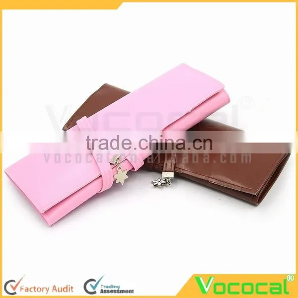 PU Leather Bandage Style Pen Bag Pencil Case Cosmetic Pouch Storage Bag Makeup Pouch With 3 Gel-ink Pens photo-3