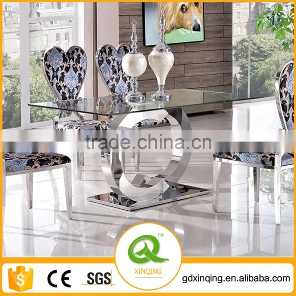TH286-1Modern Stainless Steel Dining Table Chair/Glass Table Dining Room Furniture Sets photo-2