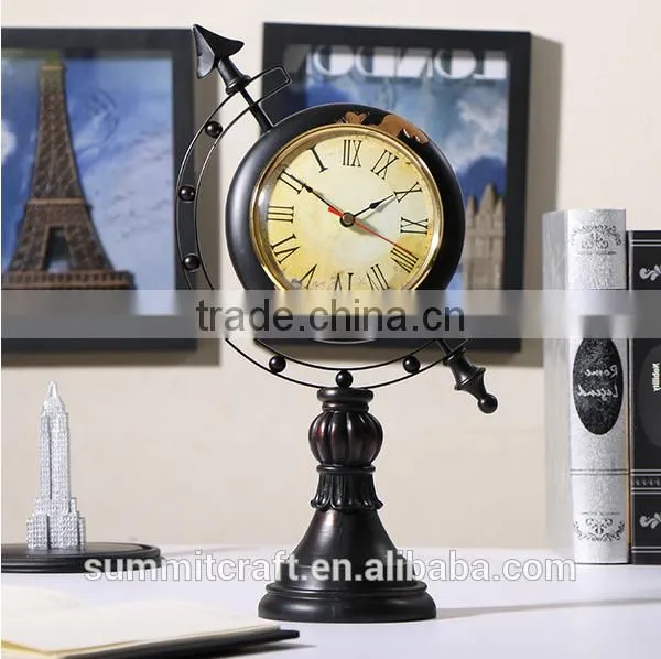 American Globe Desk Clock Resin Antique Globe Clock photo-2