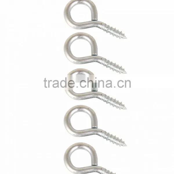 Silver Color Zinc Plated Metal Cup Hooks Eye Shape Screw Hooks Self-tapping Screws Hooks Ring photo-4