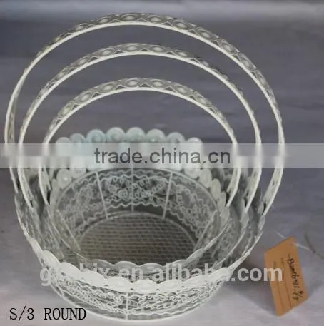 Set of Three Metal Wire Storage Basket With Handle photo-3