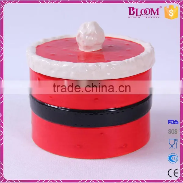 Round Shaped Ceramic Christmas Candy Jar With Lid photo-3