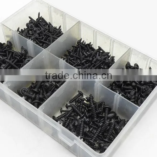 DIY Assortment Box of 700 Black Self Tapping Screws PZD Flange 350563 photo-2