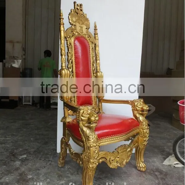 Wedding Stage Bride and Groom King Throne Chair With Lions Armrest photo-3