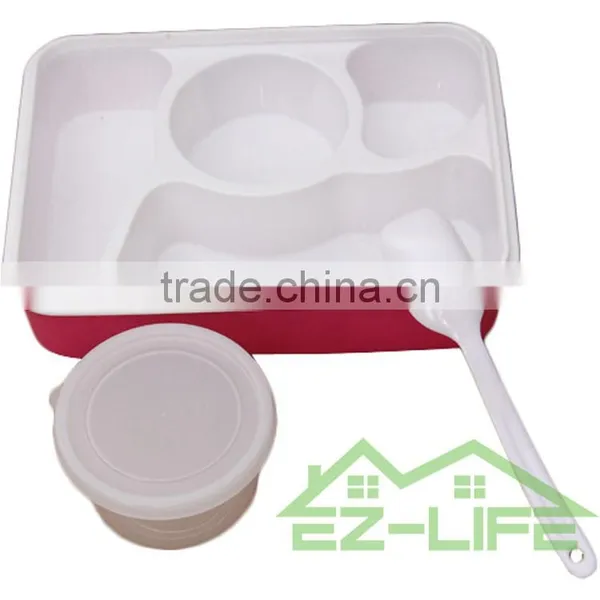 Multifunctional BPA Free Plastic Bento Lunch Box 4 Compartments for Adults With Soup Bowl photo-2