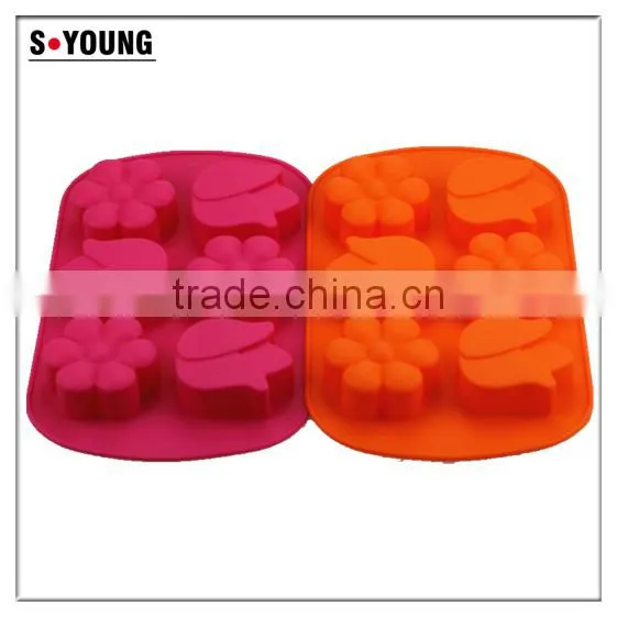 11036 Six Cavities Three Different Flower Shaped Promotional Gift Silicone Cake Mold photo-4