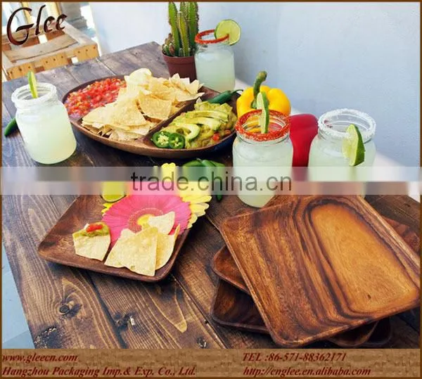 Beauty Acacia Wood Antique Wooden Plate for Breakfast photo-3