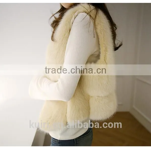 2017 Wommens Short Secction Faux Fox Fur Vest Casual Winter And Autumn Female Sleeveless Fox Jackets Waistcoats Fpc-467 photo-4