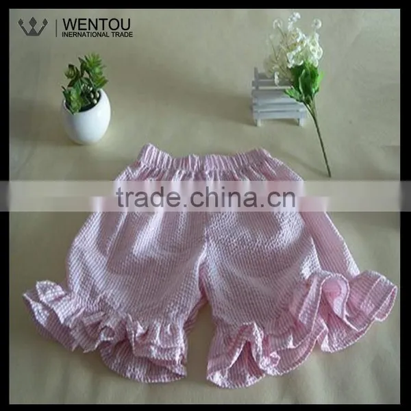 Wholesale Striped Seersucker Girls Ruffle Shorts photo-5