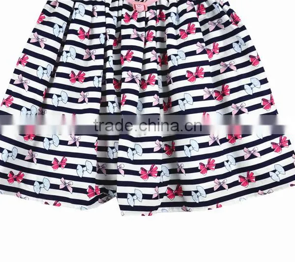 New Classic Stripes Muti-layers Summer Latest Fashion Dresses With Bow Print photo-4