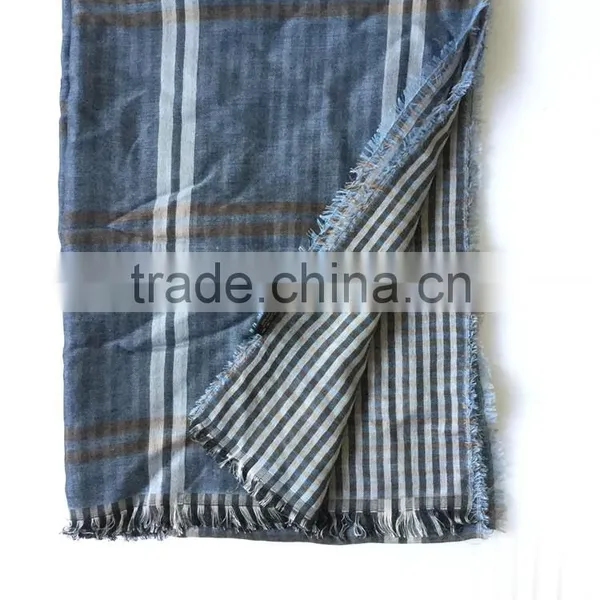 Jilong Double Face Plaid Scarf Classic Blue Fashion Men Scarf photo-3