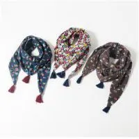 Fluffy Cotton Soft Kids Triangle Fringed Scarves For Boys And Girls Neck Chief