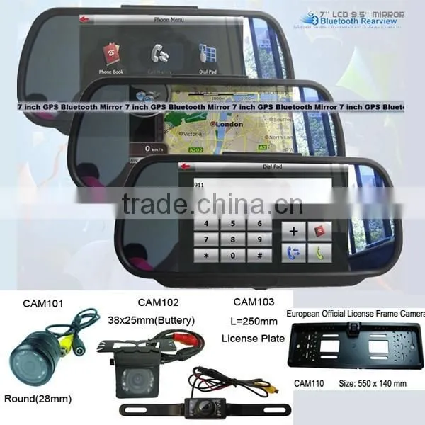 7 Inch GPS Navigation Car Camera System Rearview Mirror Monitor photo-4