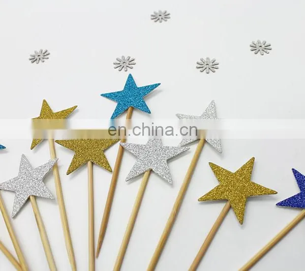 Blue Glitter Stars Cupcake Topper Birthday Party Cake Decorations photo-6