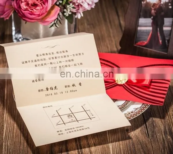 Luxury Greeting Card 6005 Free Customized Printing Red Wedding Invitation Cards photo-5