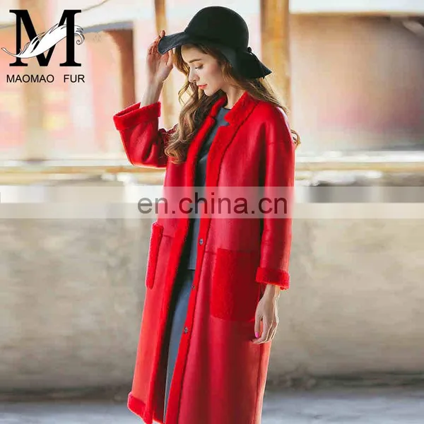 Hot Selling High Quality Wholesale Winter Sheepskin Women Long Leather Coat photo-4