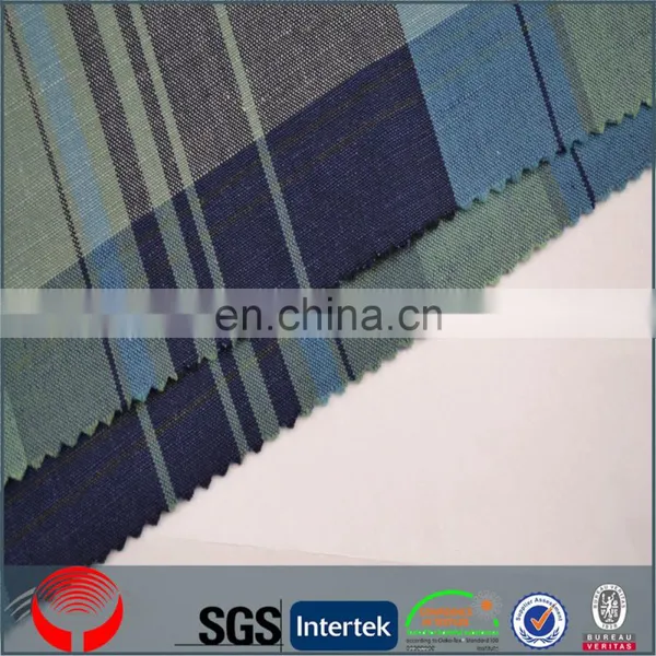 Wholesale Check Linen Cotton Blend Plaid Fabric photo-2