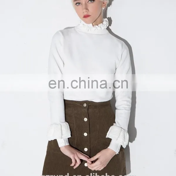 OEM American Stylish Ruffled Collar Sweater
