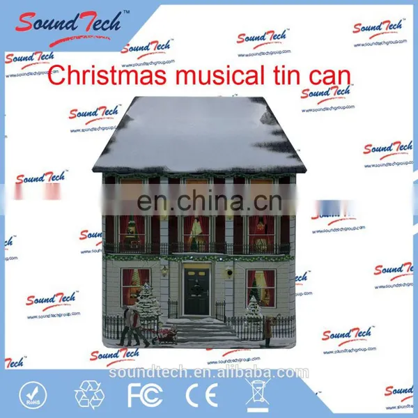 High Quality LED Fiber Optics Light up Christmas Musical Tin Can