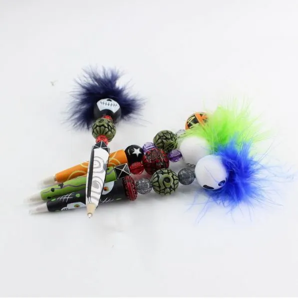 Halloween Theme Feathers Ghost Ball Point Pen Gift Crafts Pumpkin Grimace Skull Design photo-2