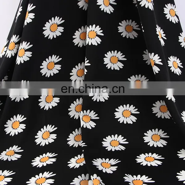 2020 HOT Soft Small Daisy Fabric 100D Four Side Elastic Digital Printed Fabric Chrysanthemum Top Women's Dress Fabric photo-6