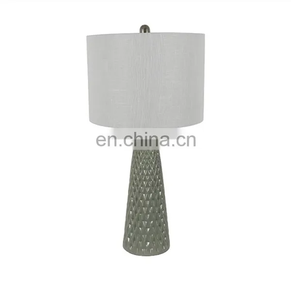 Light Gray Custom Ceramic Base Cheap Hotel Table Decoration Light Bedside Ceramic Lamps for Office Home Decor photo-4