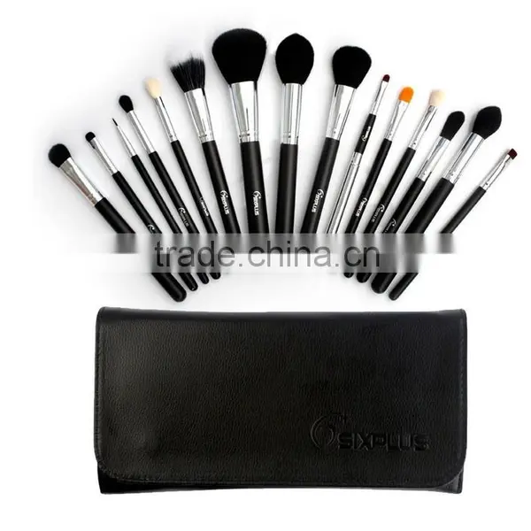 15 Pcs Goat Hair Makeup Brush Set / Professional Makeup Brush Set With a Black Case / Fashionable Cosmetic Brush Set